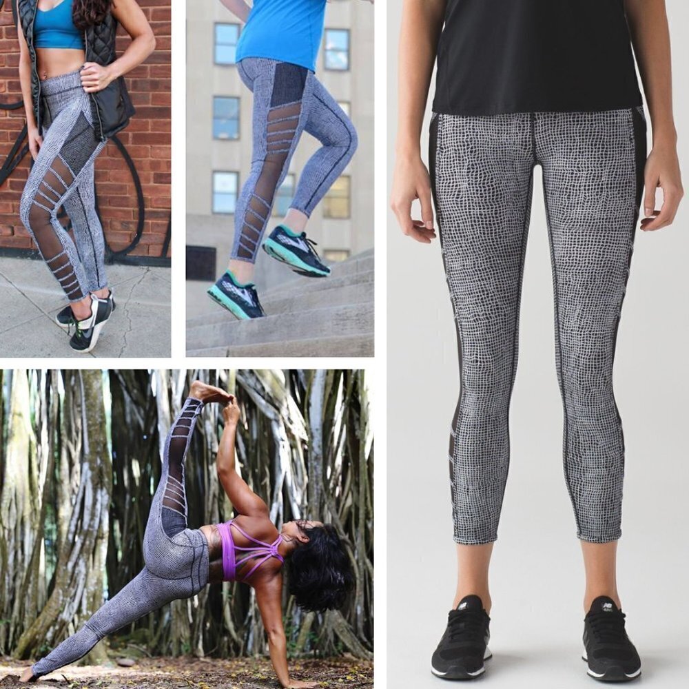 LULULEMON Wild And Free Tight 6 Fall Net White Black